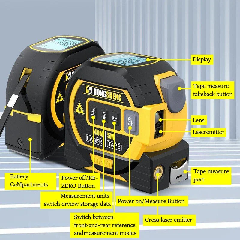 HandyToolStore™ 3 in 1 Infrared Laser Tape Measuring Instrument