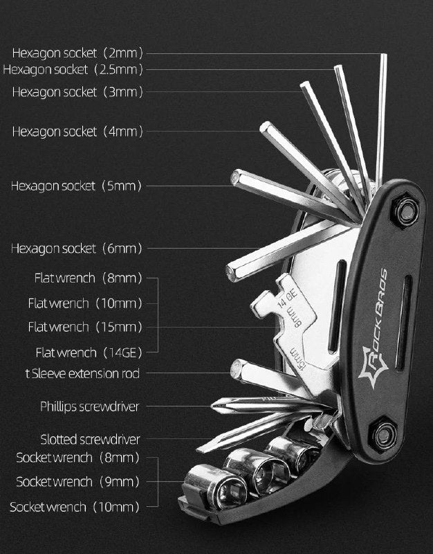 RockBros Portable 16 in 1 Cycling Multifunctional Repair Tool Set